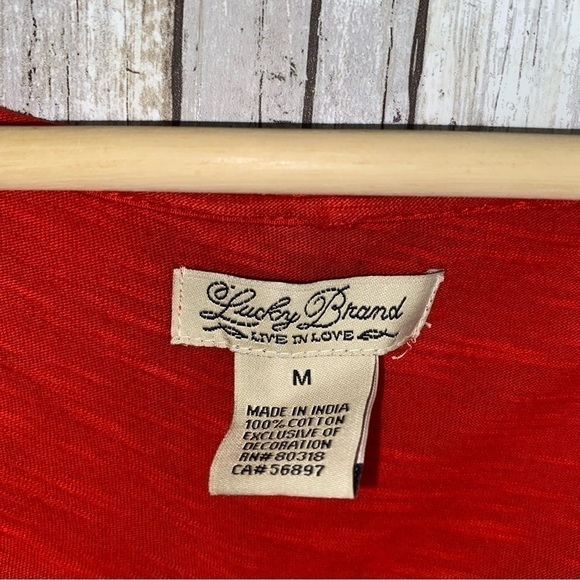 Lucky Brand Red Ombré Embroidered Neck Blouse - Picture 5 of 5